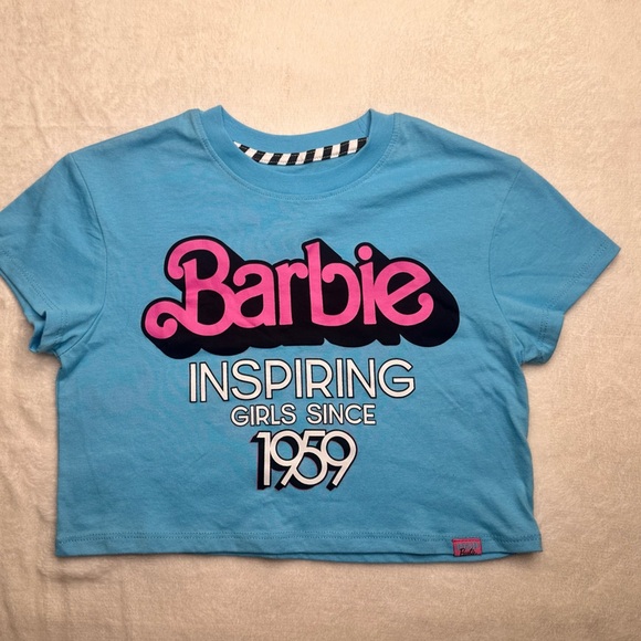 Barbie Inspiring Girls Since 1959 Girls XL- Cropped Too Tee Turquoise - Picture 3 of 8
